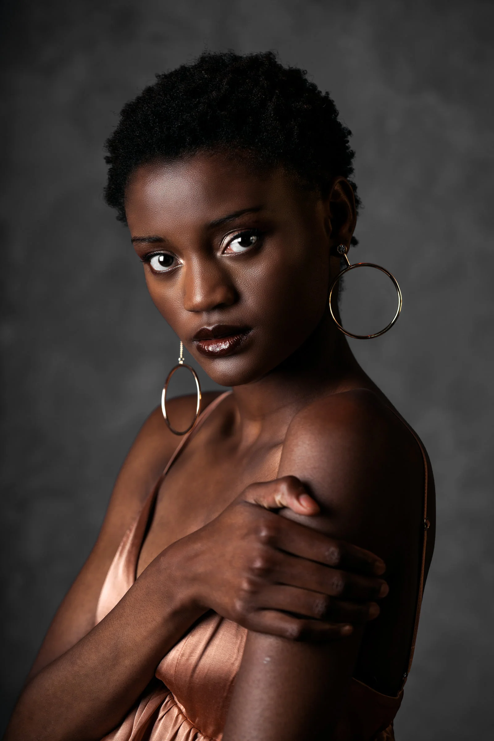 A model looking at the camera
